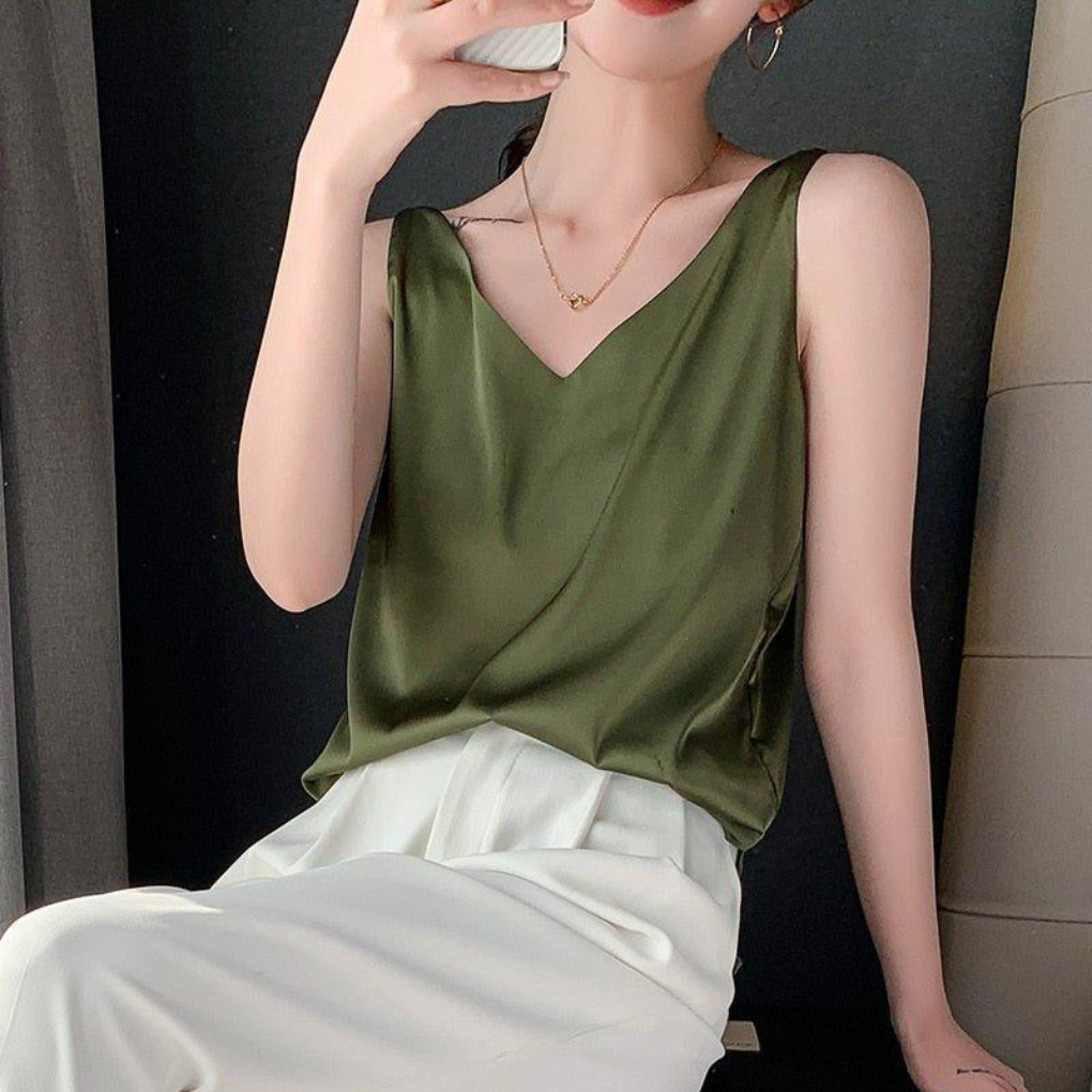 Tanktop mit Seidenträgern