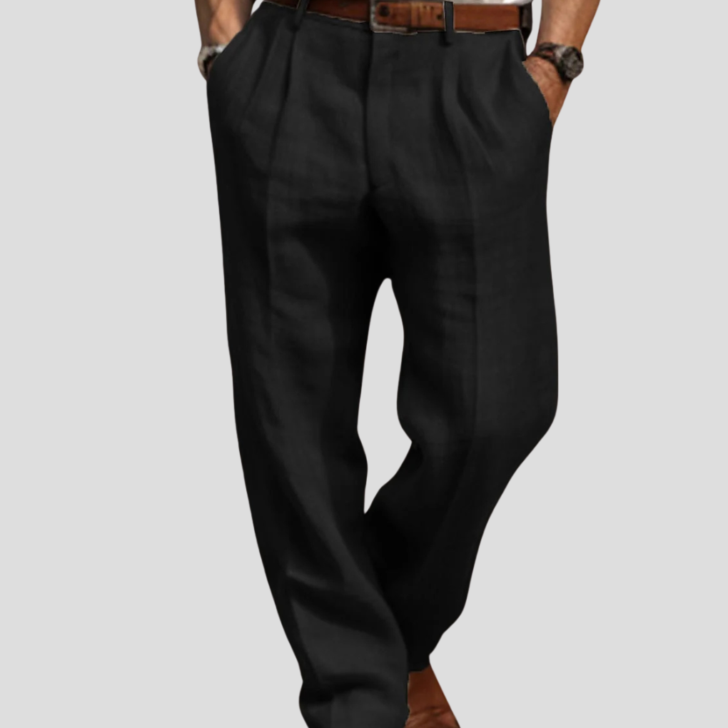 Herren-Bundfaltenhose aus Leinen