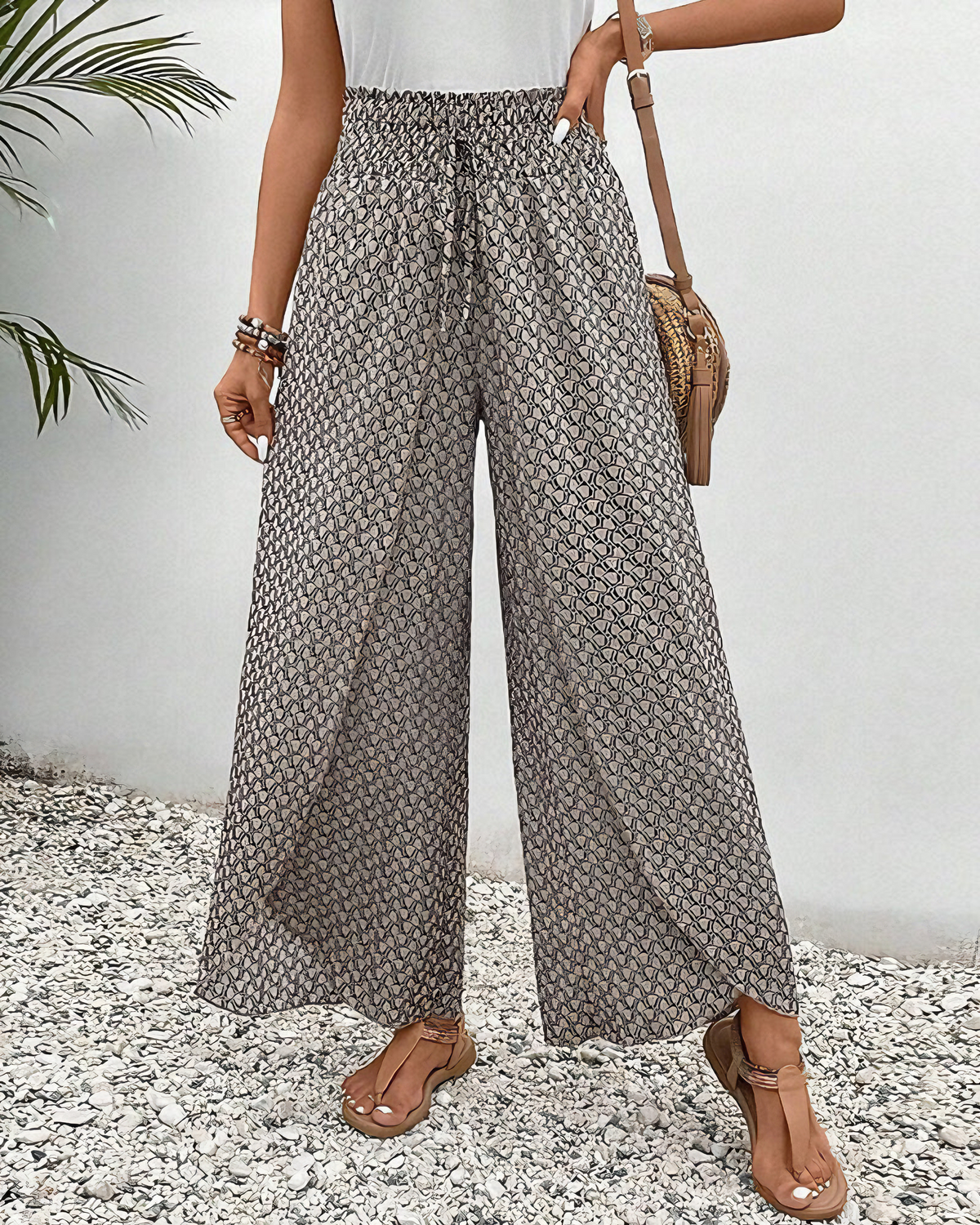Damen Elegante Hose mit Weitem Bein