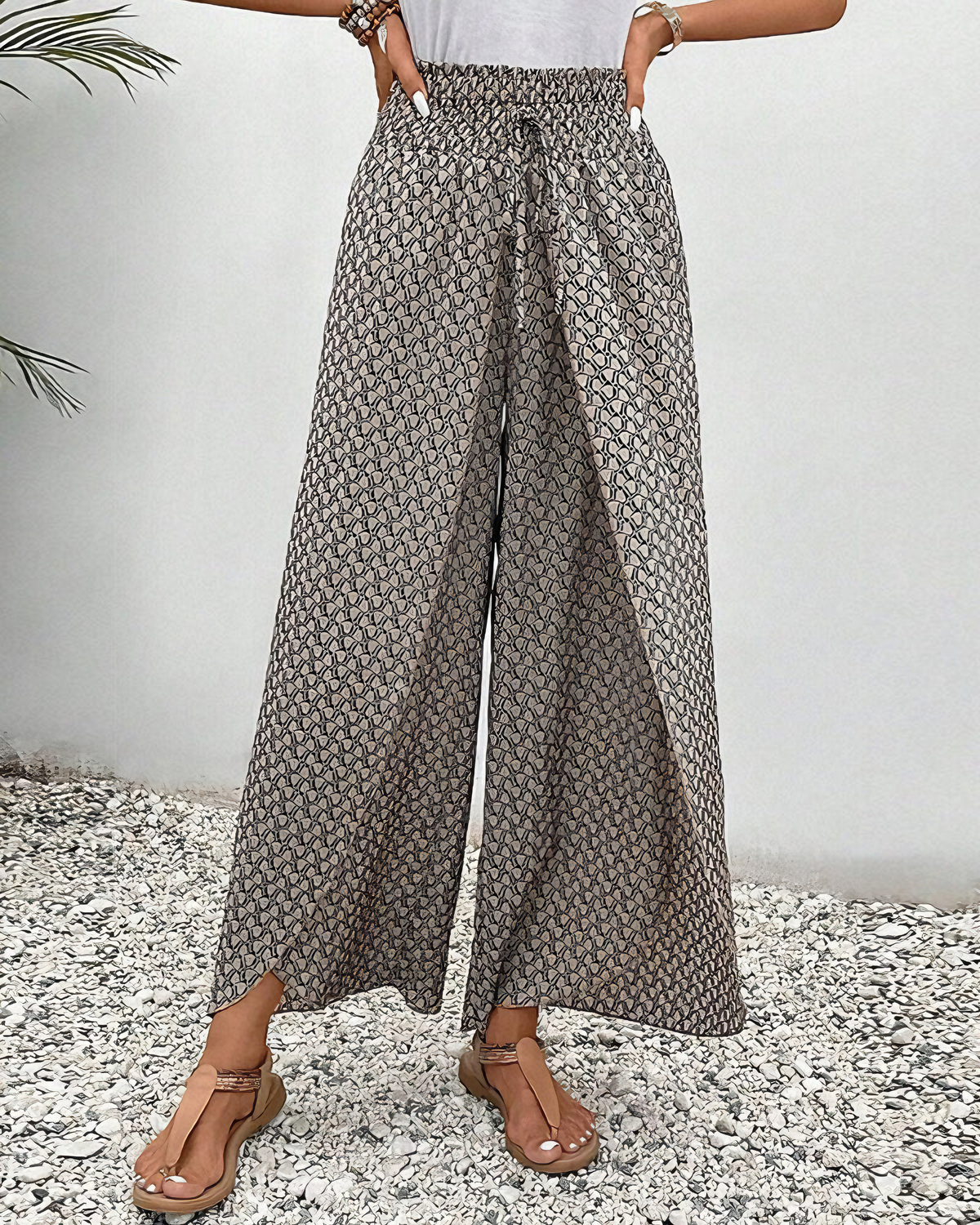 Damen Elegante Hose mit Weitem Bein