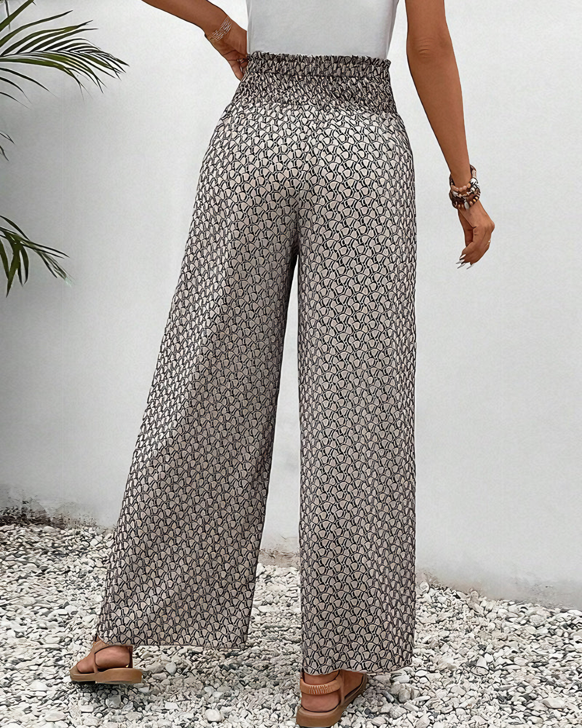 Damen Elegante Hose mit Weitem Bein
