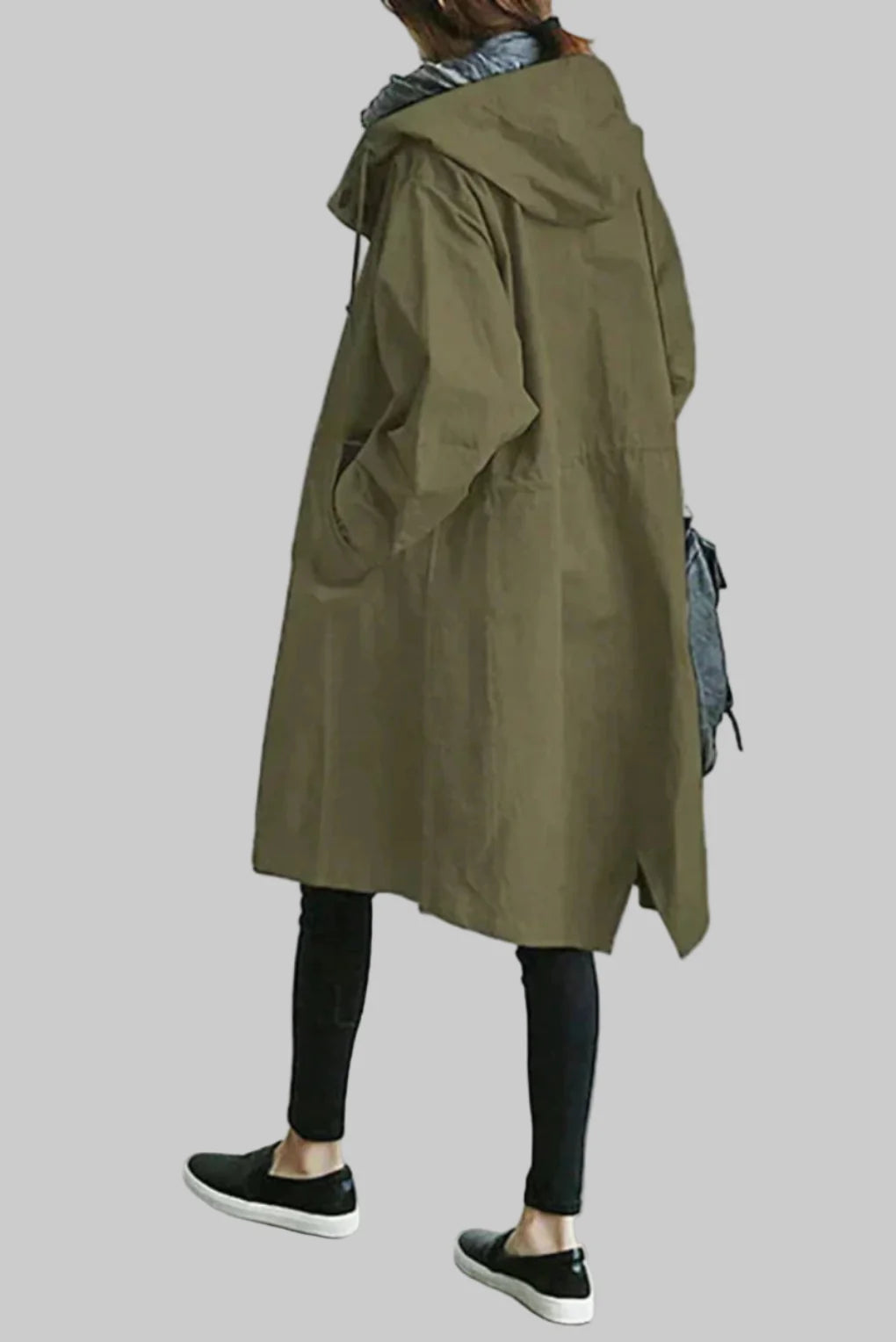 Oversize-Regenmantel für Damen mit Kapuze