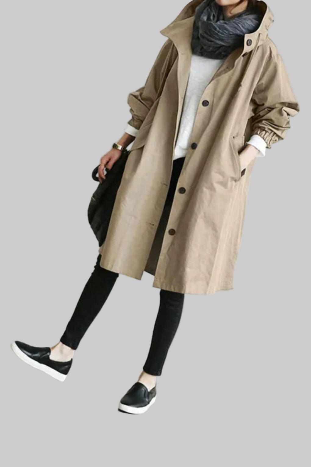 Oversize-Regenmantel für Damen mit Kapuze