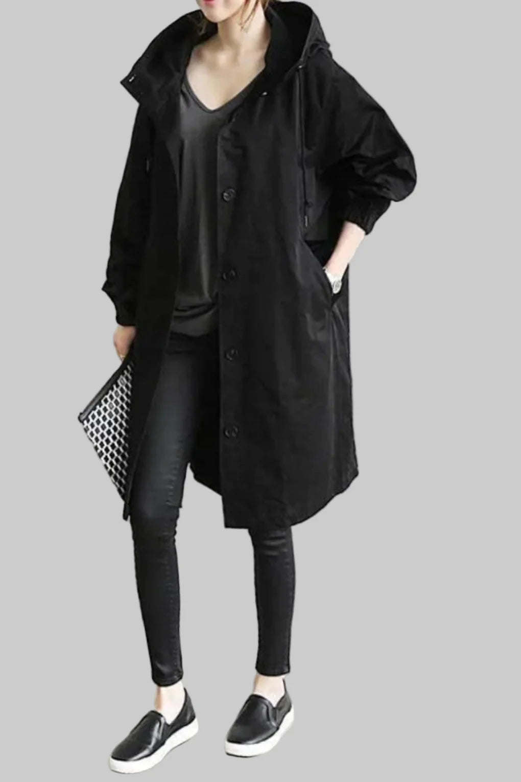 Oversize-Regenmantel für Damen mit Kapuze