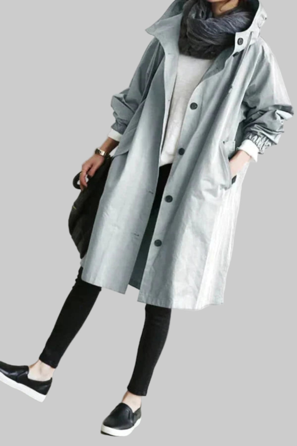 Oversize-Regenmantel für Damen mit Kapuze