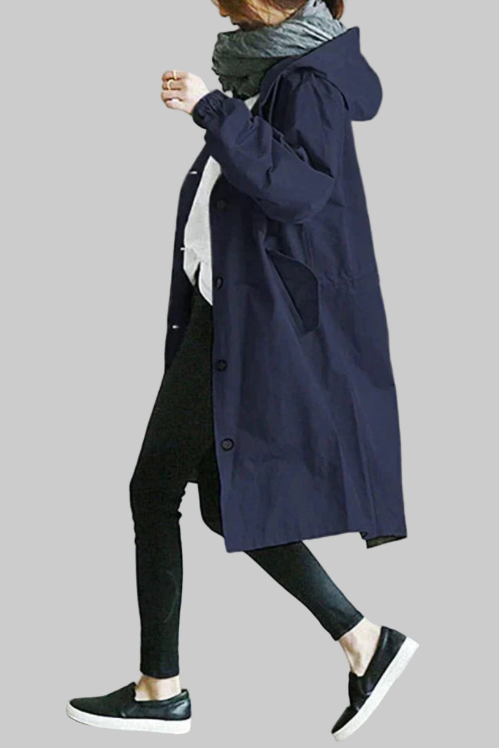 Oversize-Regenmantel für Damen mit Kapuze