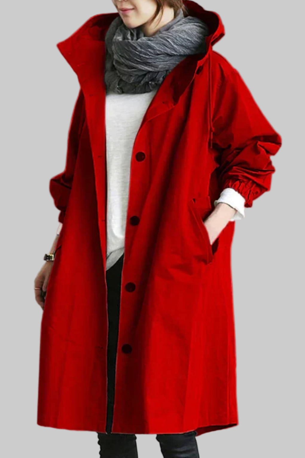 Oversize-Regenmantel für Damen mit Kapuze