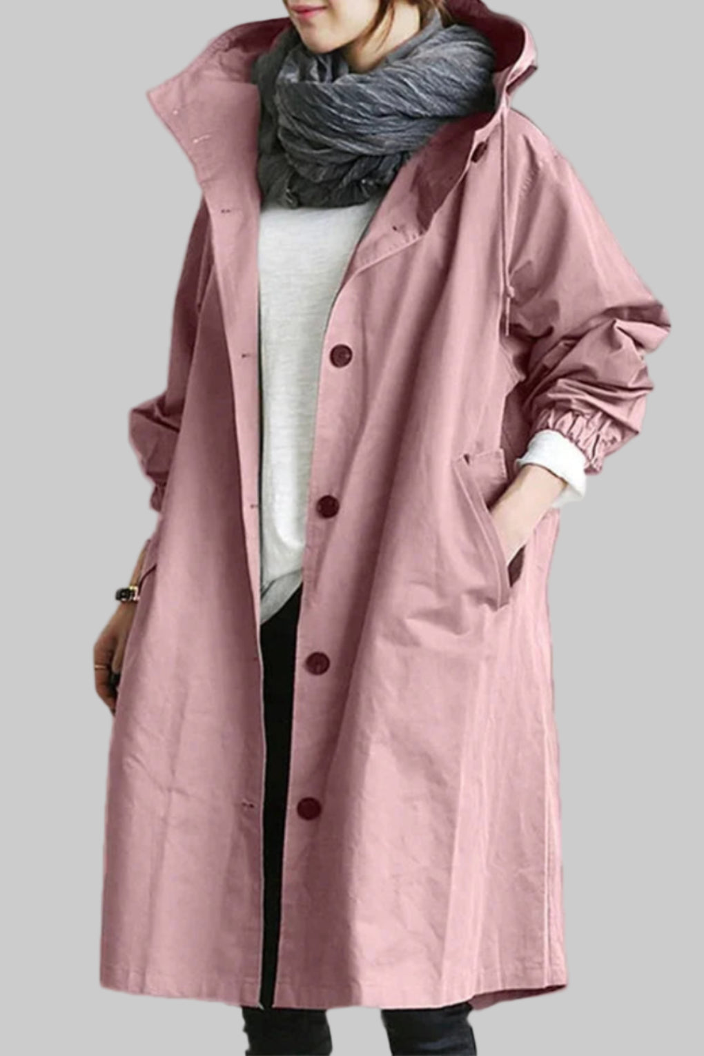 Oversize-Regenmantel für Damen mit Kapuze