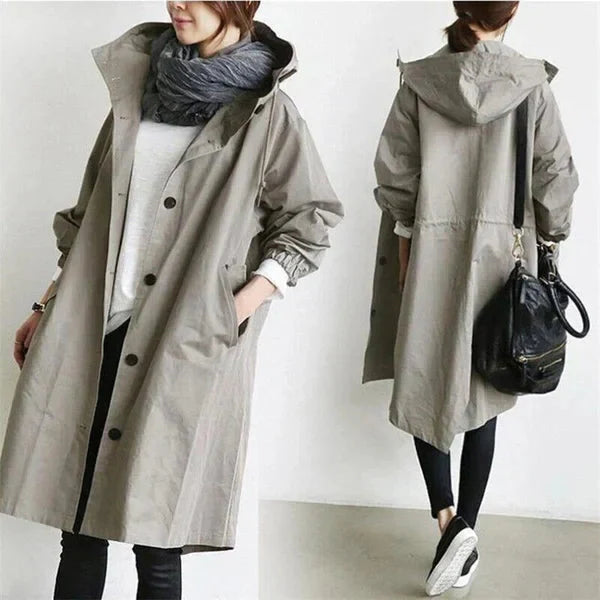 Oversize-Regenmantel für Damen mit Kapuze