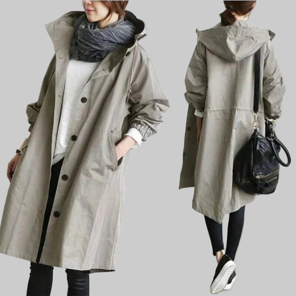 Oversize-Regenmantel für Damen mit Kapuze