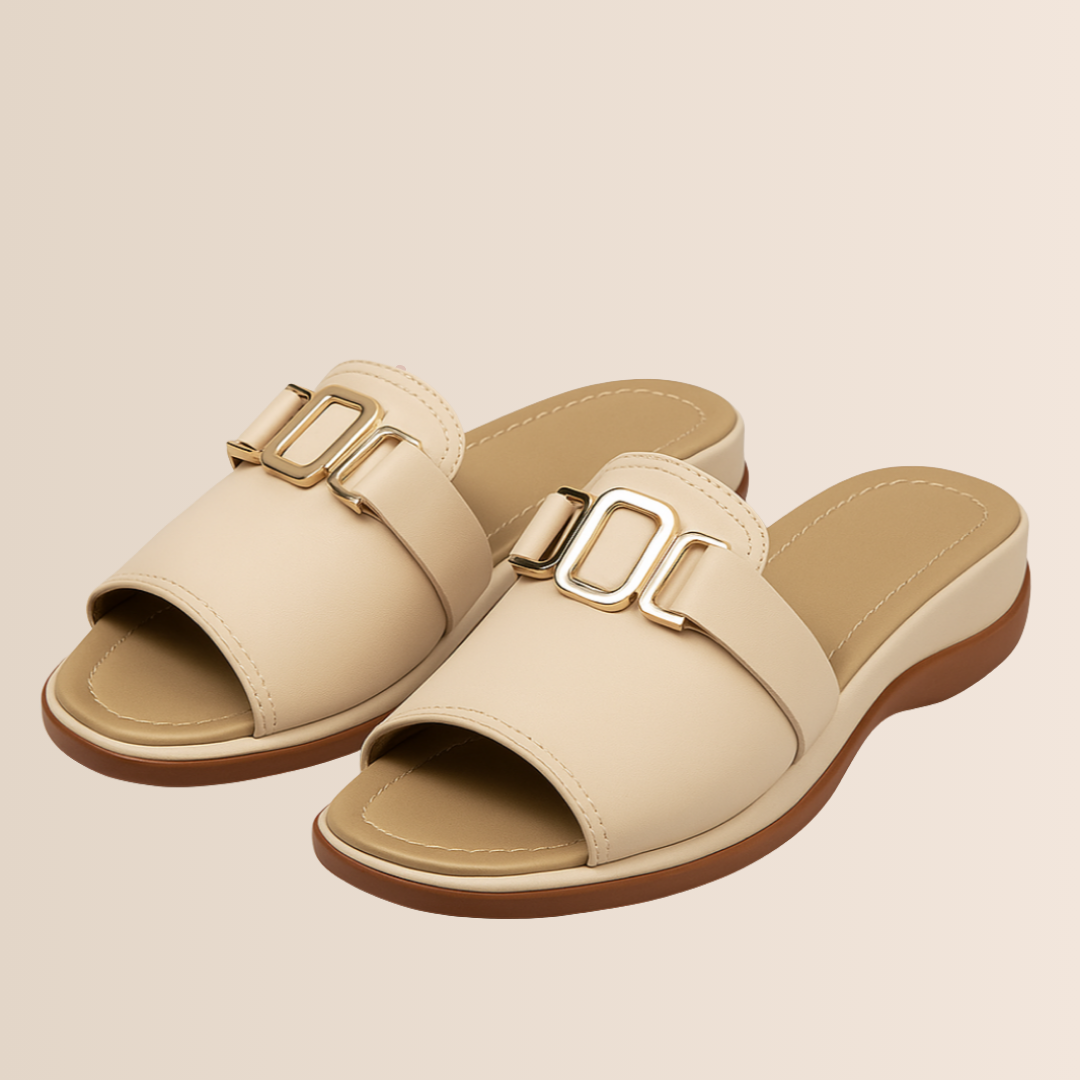 Damen Sommer-Hausschuhe mit Keilabsatz