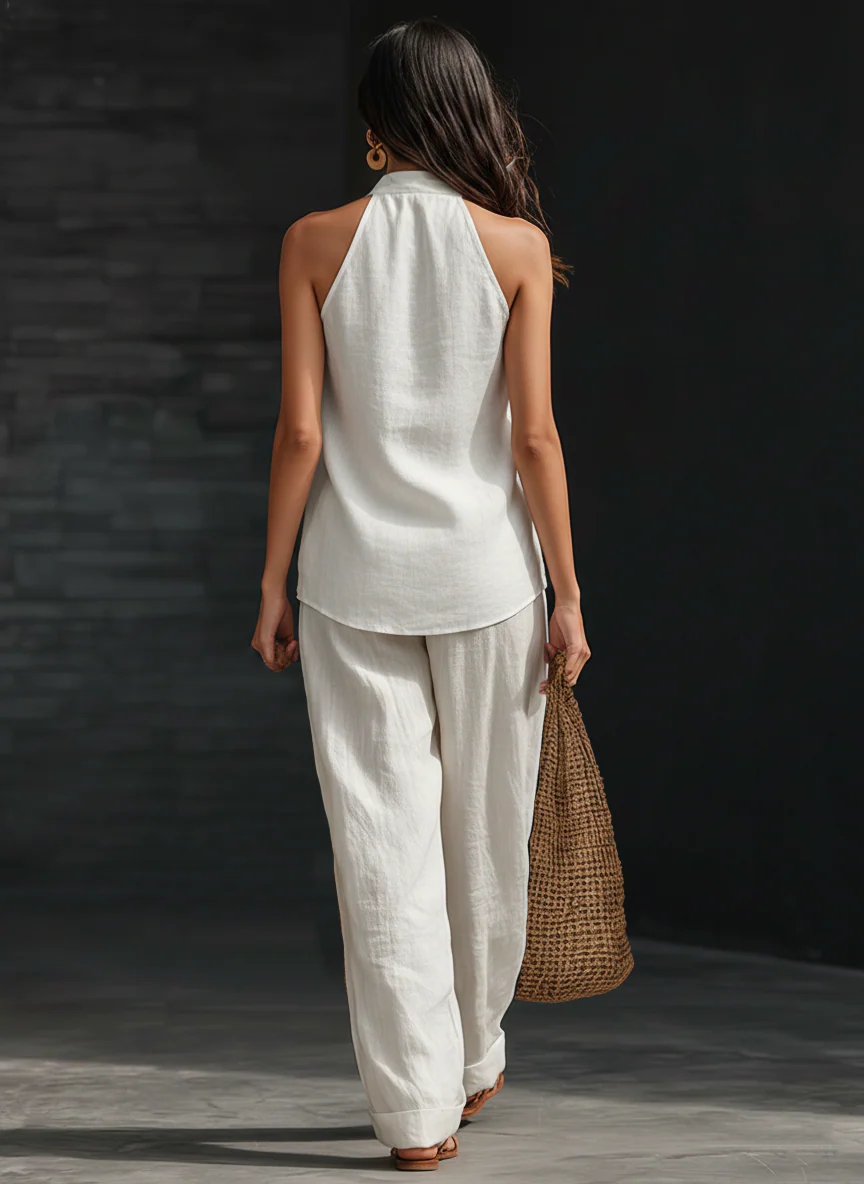 Damen Elegantes Ärmelloses Top mit V-Ausschnitt