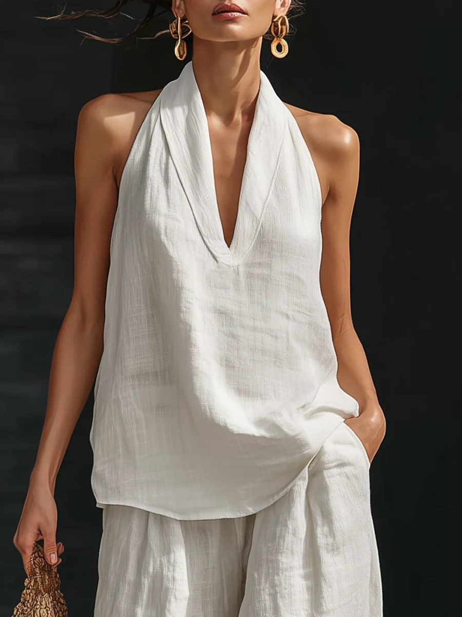 Damen Elegantes Ärmelloses Top mit V-Ausschnitt