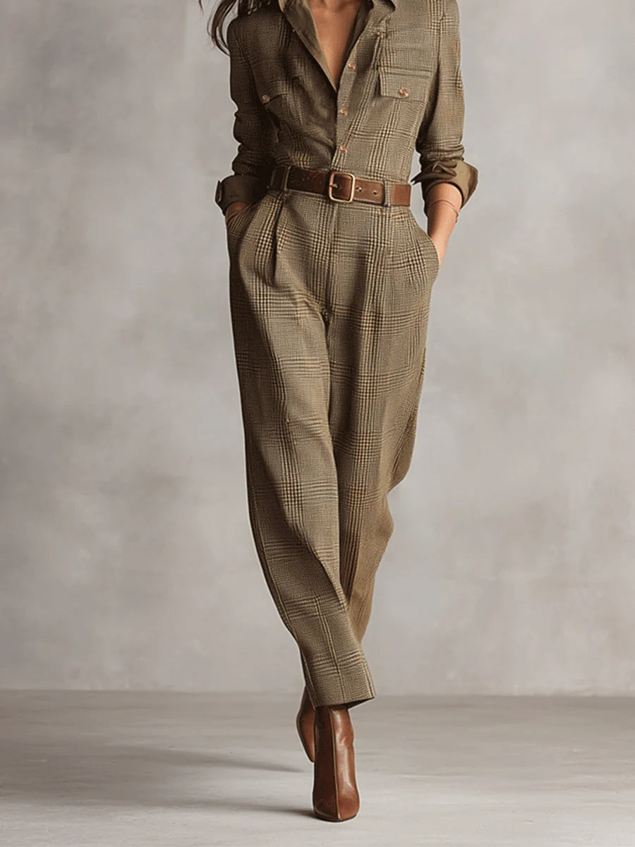 Damen Elegante Bluse mit Karomuster