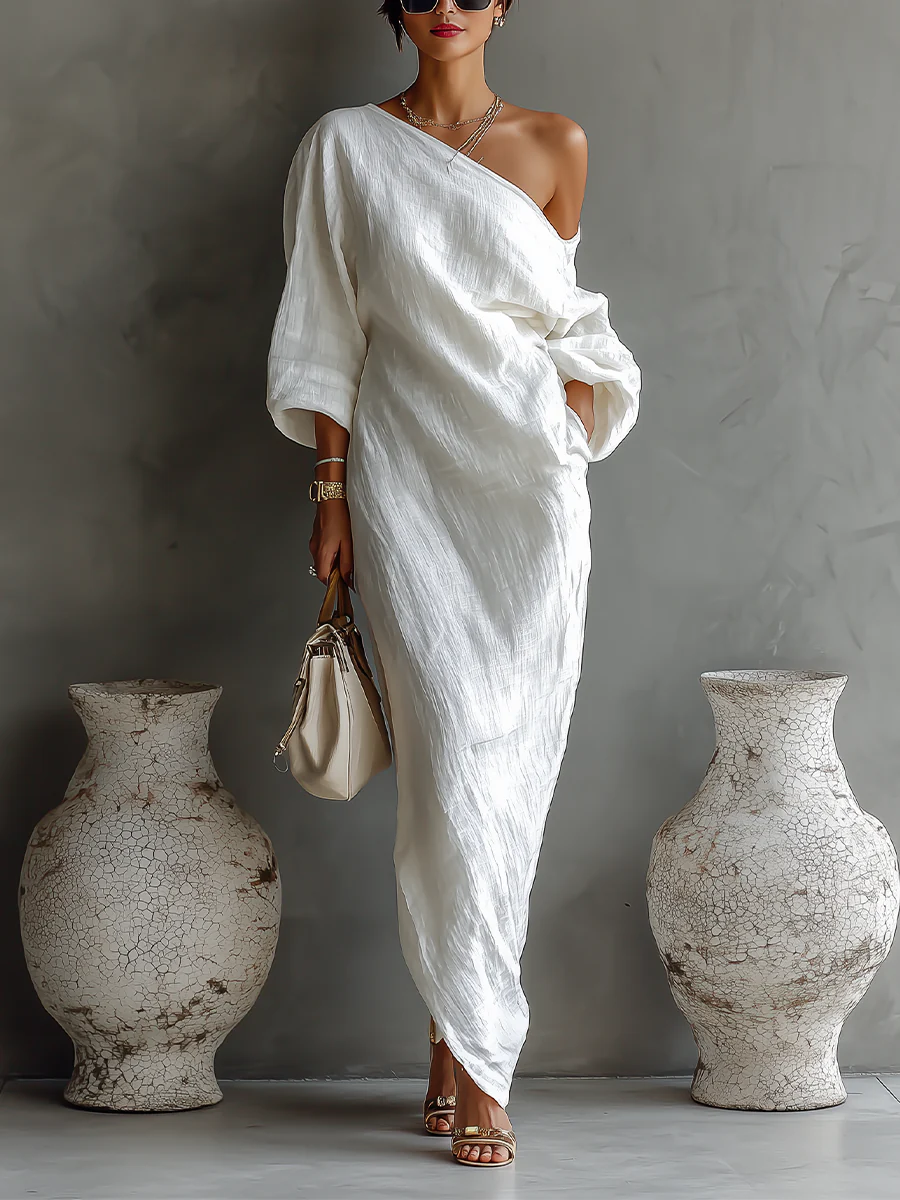 Damen Elegantes Asymmetrisches Maxikleid