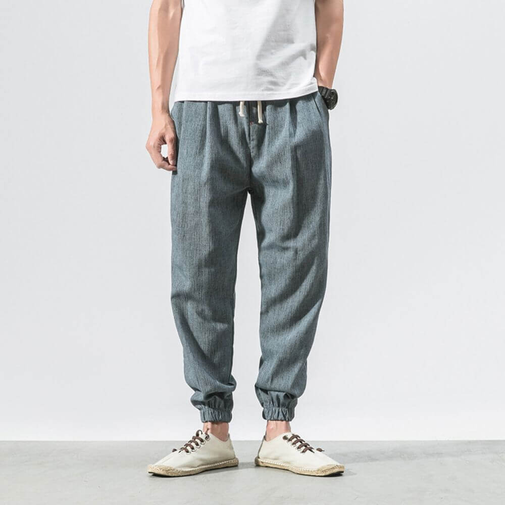 Unisex Bequeme Japanische Hose mit Elastikbund