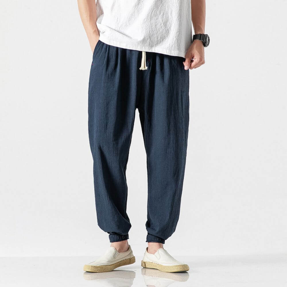 Unisex Bequeme Japanische Hose mit Elastikbund