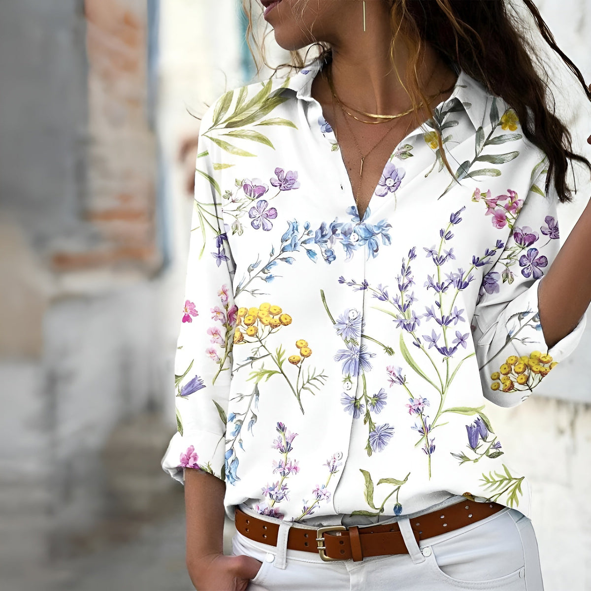 Sommerliches Maxikleid mit V-Ausschnitt und Boho-Muster
