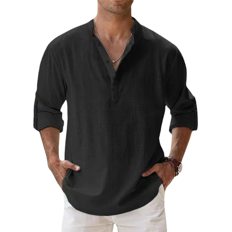 Zup Henley-stijl strandoverhemd voor heren