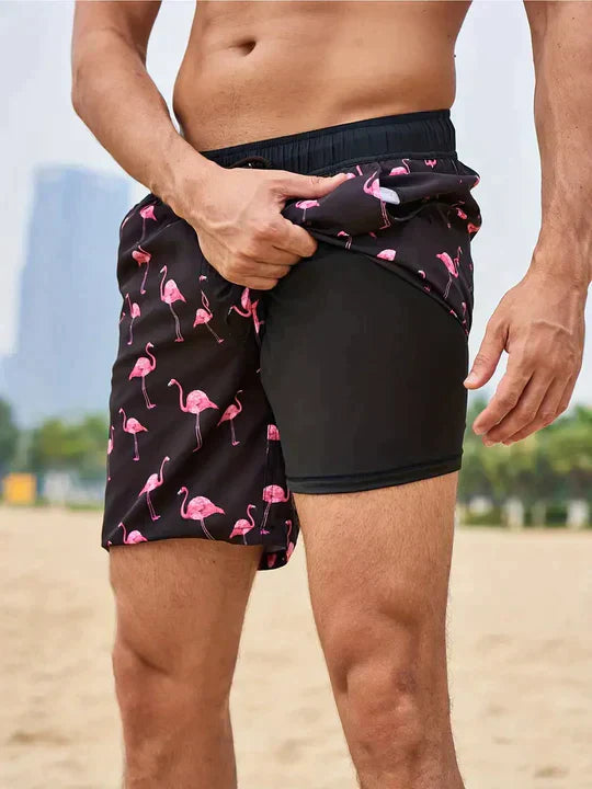 Trendige Herren-Badeshorts mit Innenfutter und praktischem Handytasche