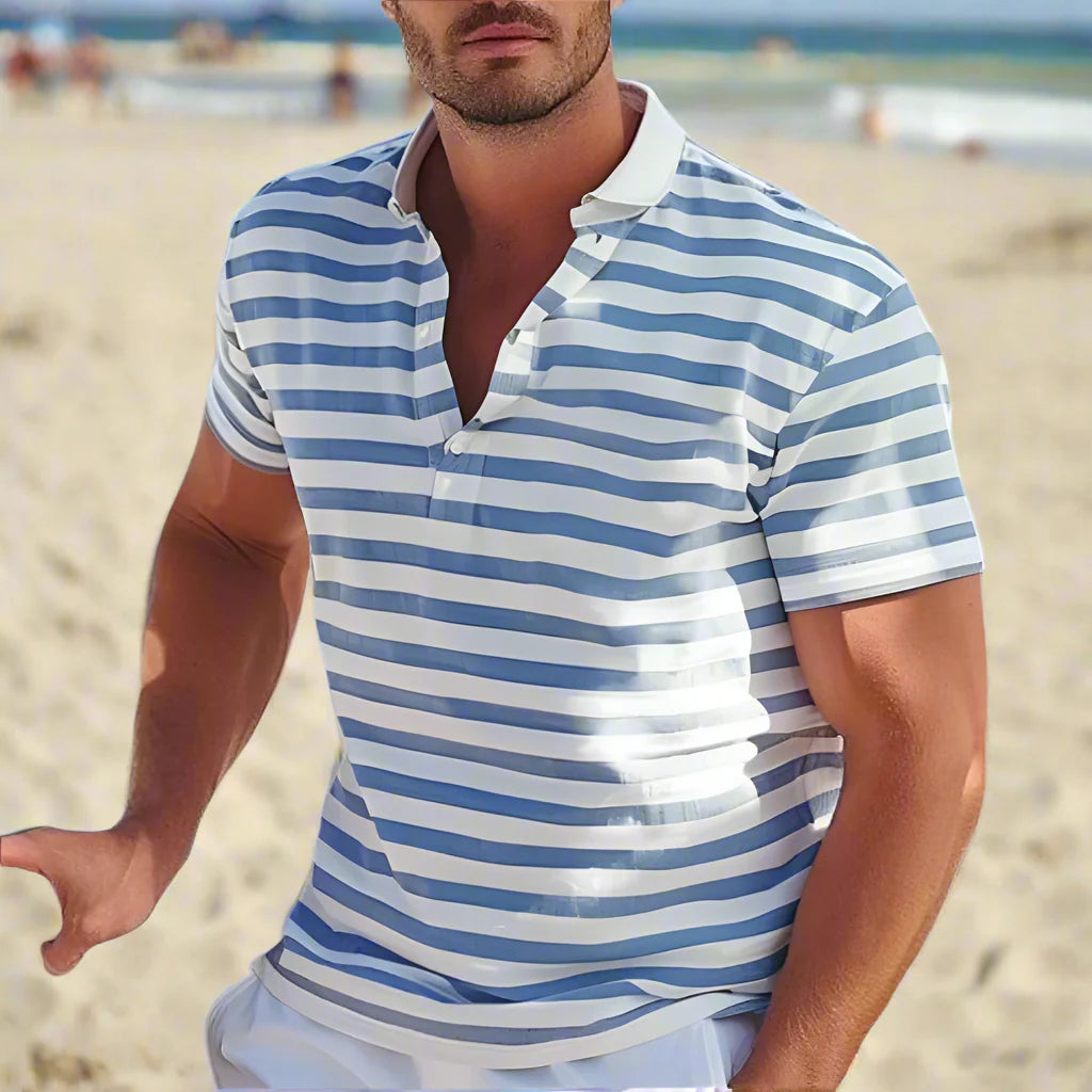 Retro-Streifen-Poloshirt für Herren