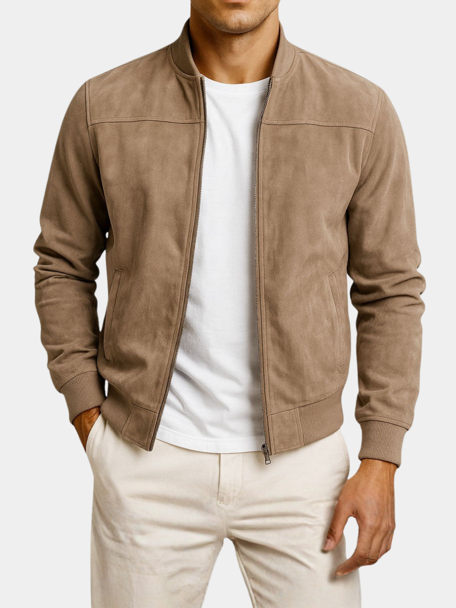 Herren Elegante Wildlederjacke mit Reißverschluss