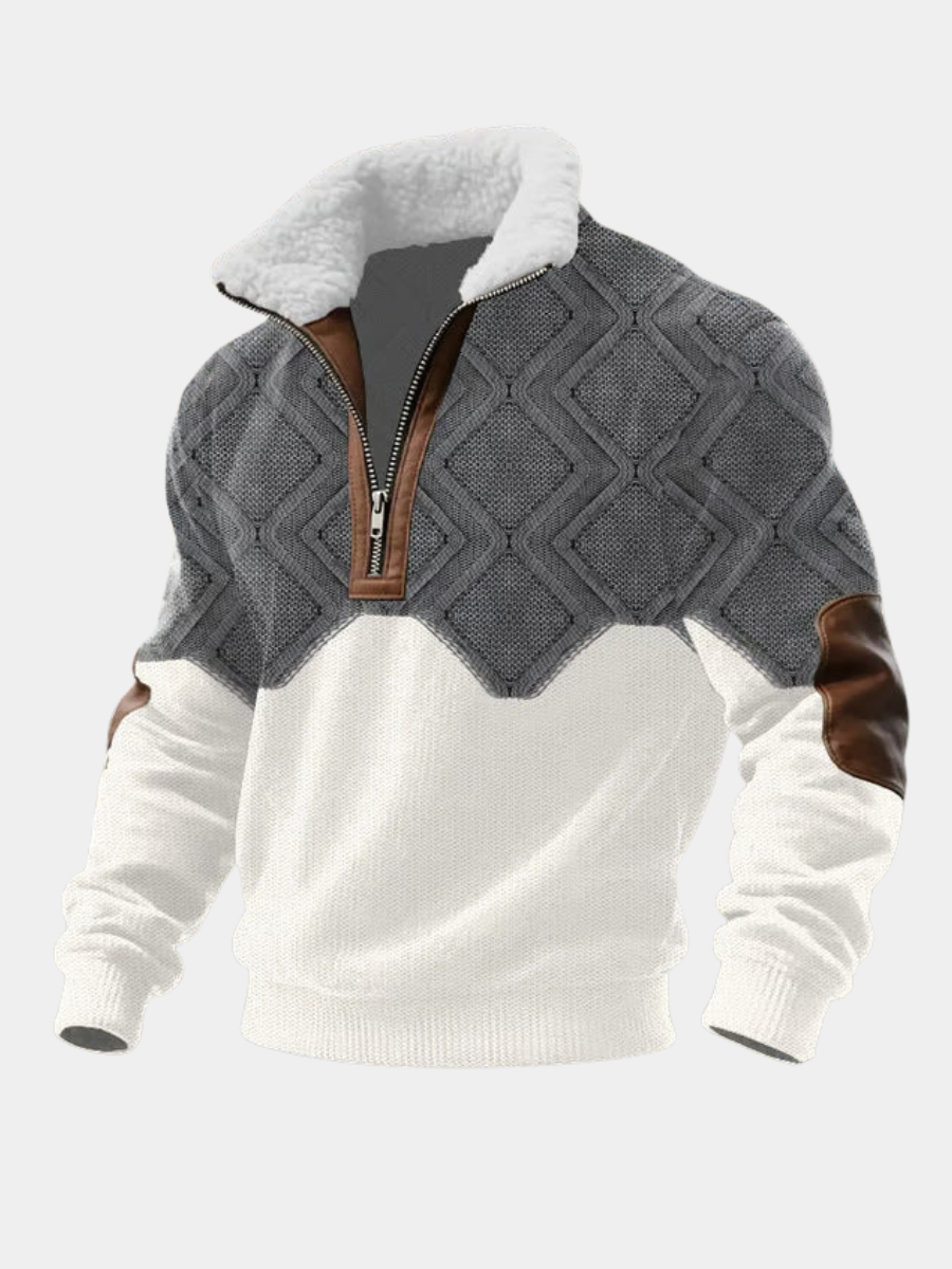 Herren Eleganter Fleecepullover mit Hohem Kragen