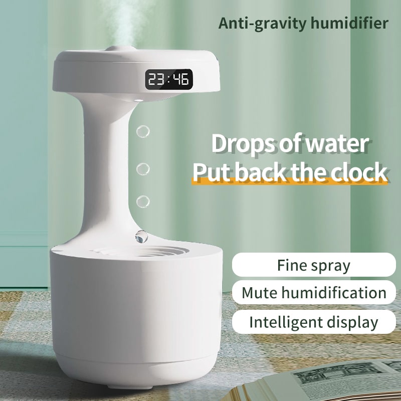 Anti Gravity Cool Mist Humidifier with LED Clock and Large Capacity for Room or Whole House
