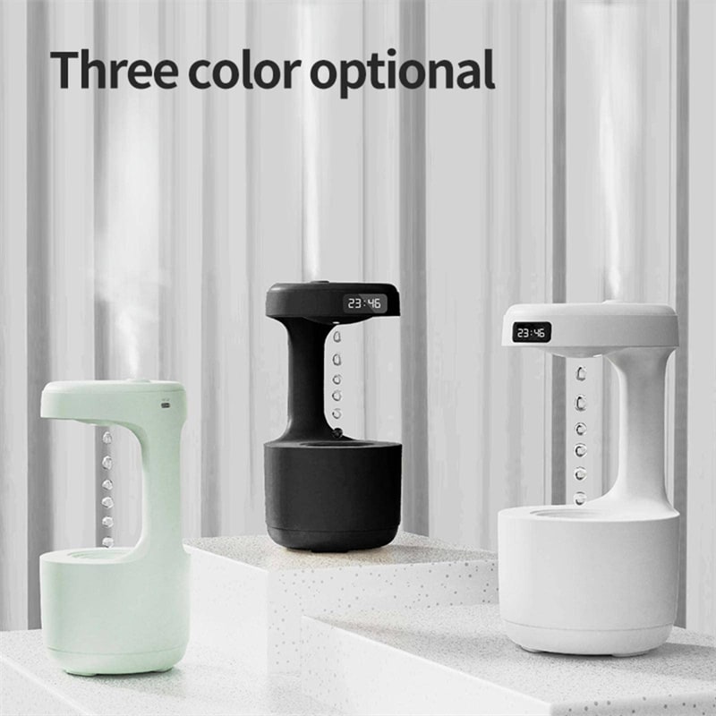 Anti Gravity Cool Mist Humidifier with LED Clock and Large Capacity for Room or Whole House