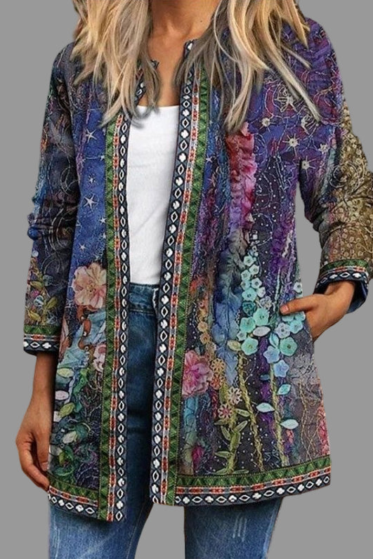 Damen-Strickjacke mit Blumenmuster