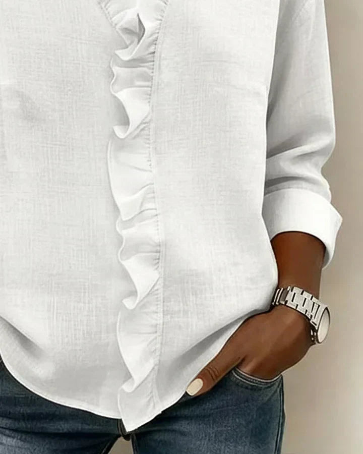 Damen Edle V-Ausschnitt Bluse