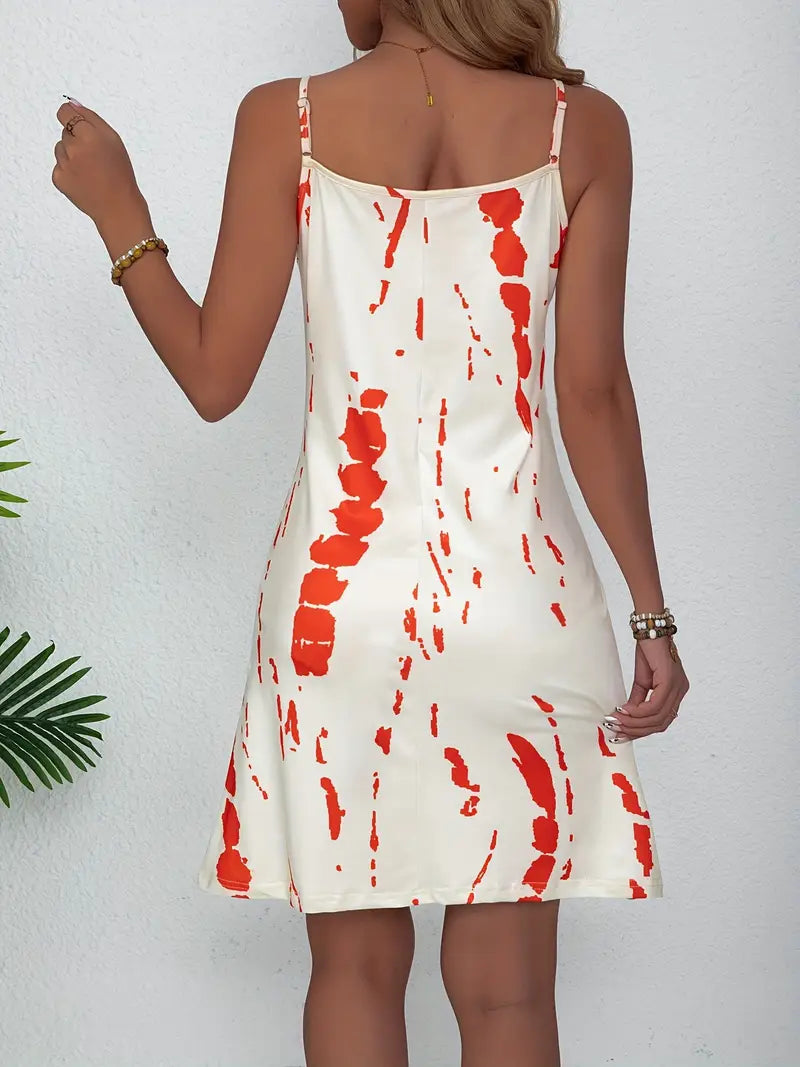 Vintage All-Over Print Sommerkleid - Ärmelloses Cami Kleid für Frauen