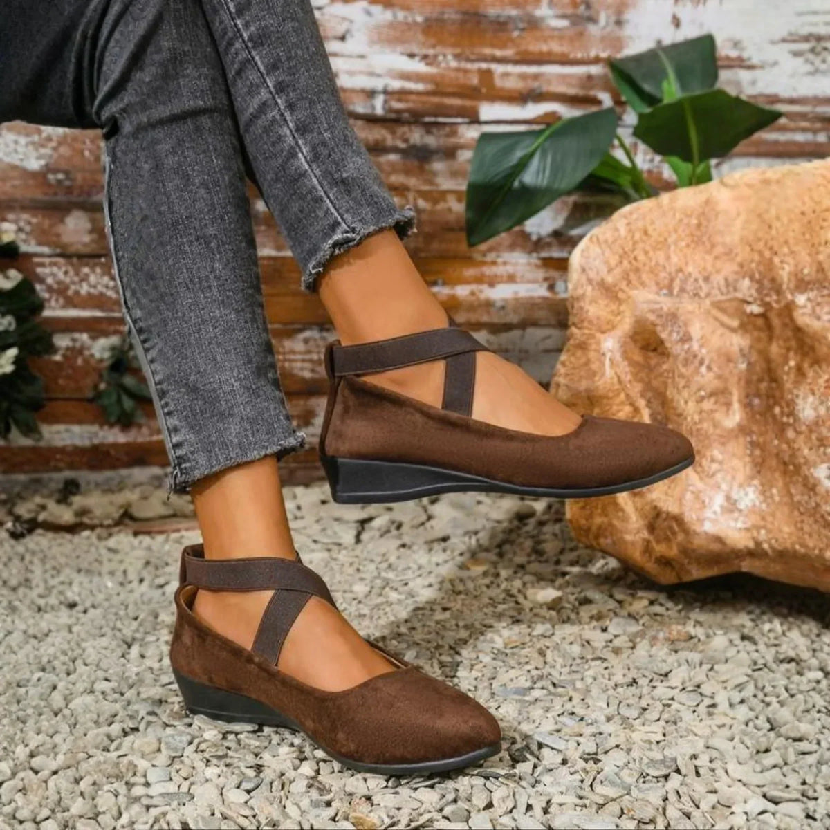 Damen Elegante Ballerinas mit Keilabsatz