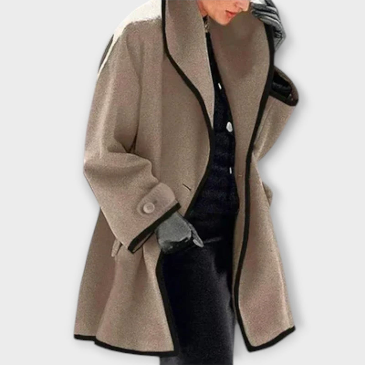 Damen Eleganter Trenchcoat mit Kontrastbesatz