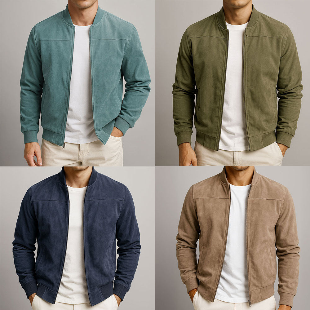 Herren Elegante Wildlederjacke mit Reißverschluss