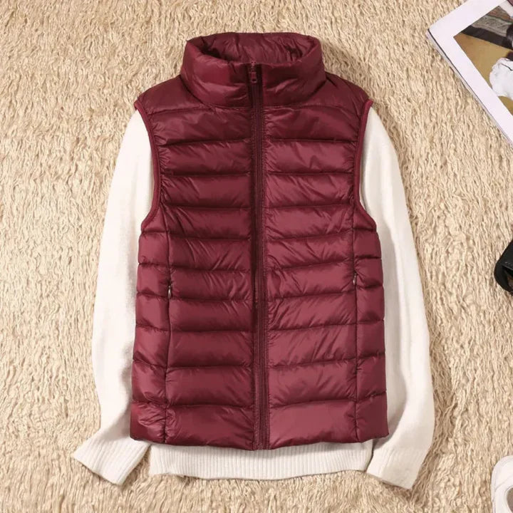 Winddichte Damen-Bodywarmer mit Reißverschluss und sportlicher Passform