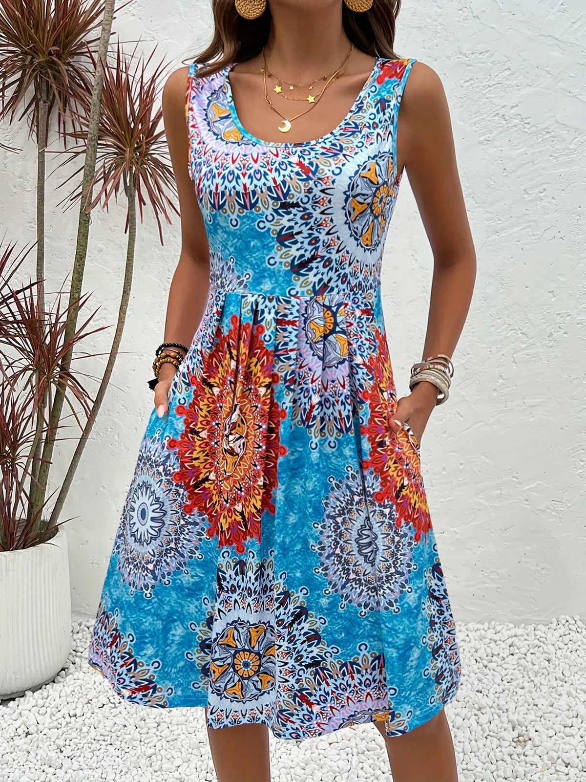 Paisley Kleid mit Taschen Ärmellos Luftig & Bequem Perfekt für den Sommer