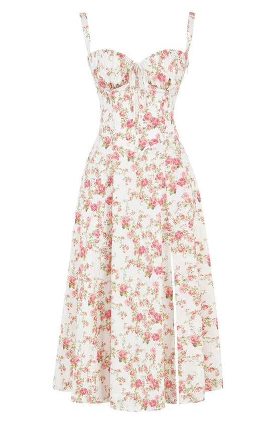 Taillenformendes Kleid mit Blumenmuster