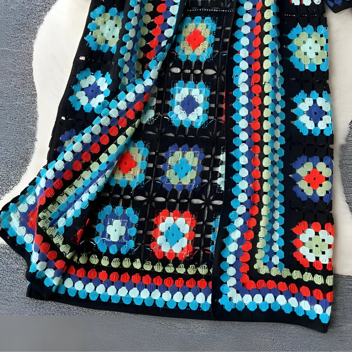 Lange bunte Strickjacke für Damen