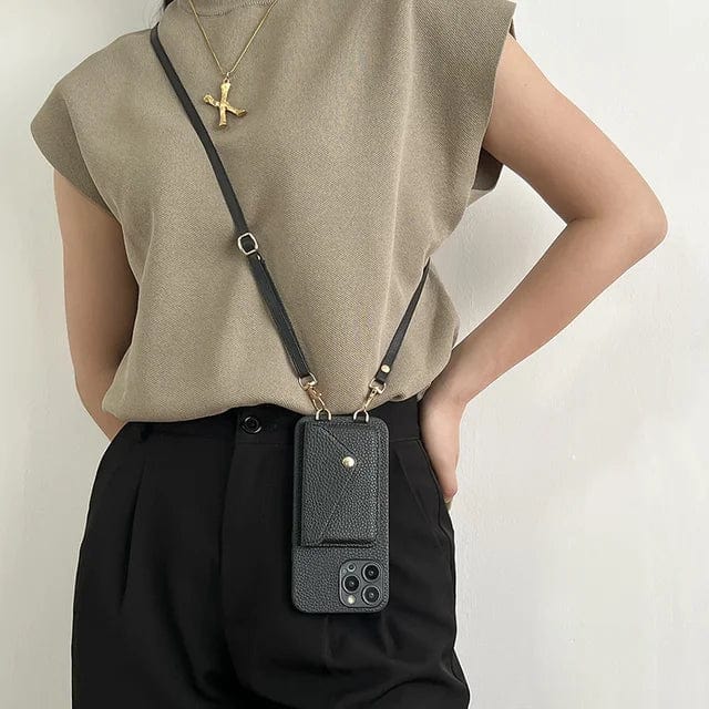 Crossbody-Telefonhülle aus Leder – Mit Umhängeband und integriertem Kartenhalter