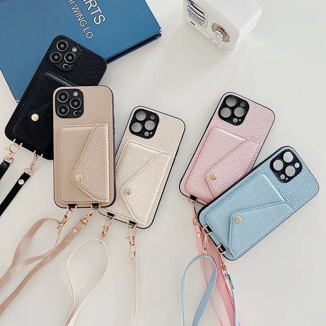 Crossbody-Telefonhülle aus Leder – Mit Umhängeband und integriertem Kartenhalter