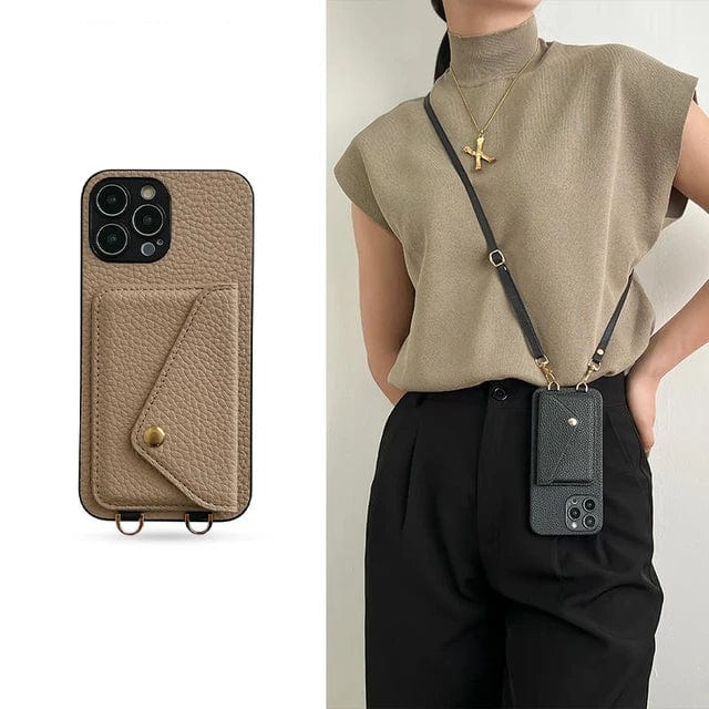Crossbody-Telefonhülle aus Leder – Mit Umhängeband und integriertem Kartenhalter