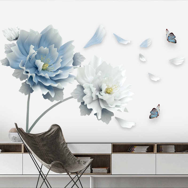 Custom Floral Wall Decal Stickers with Peel and Stick Peony Flower Design And Wallpaper