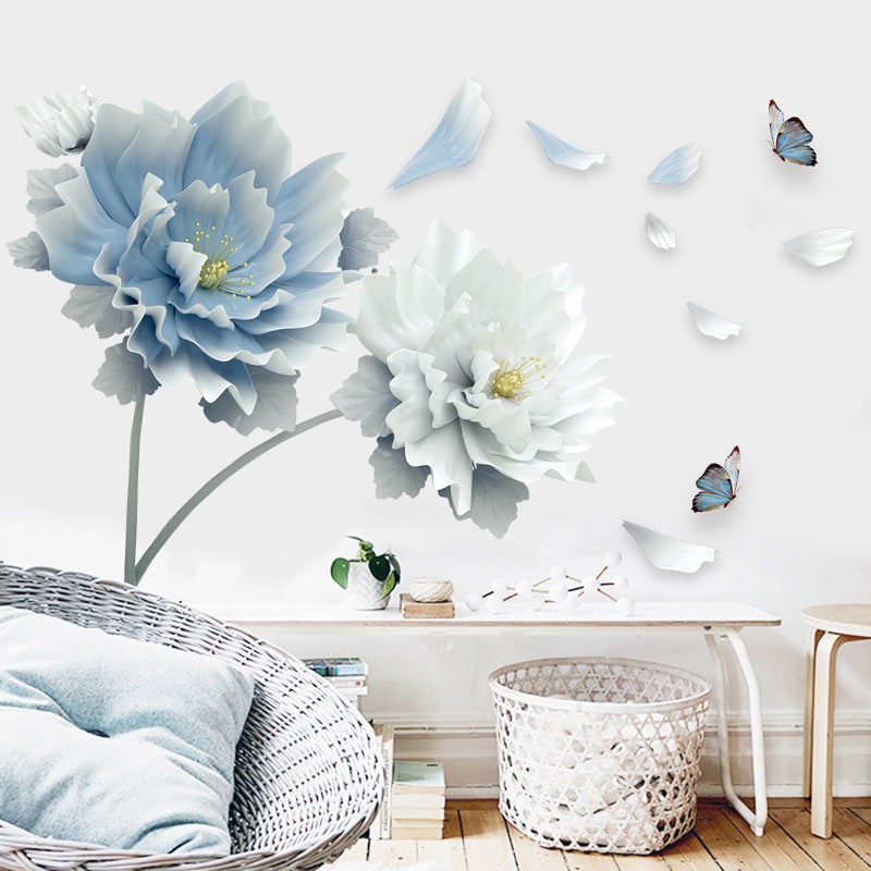 Custom Floral Wall Decal Stickers with Peel and Stick Peony Flower Design And Wallpaper