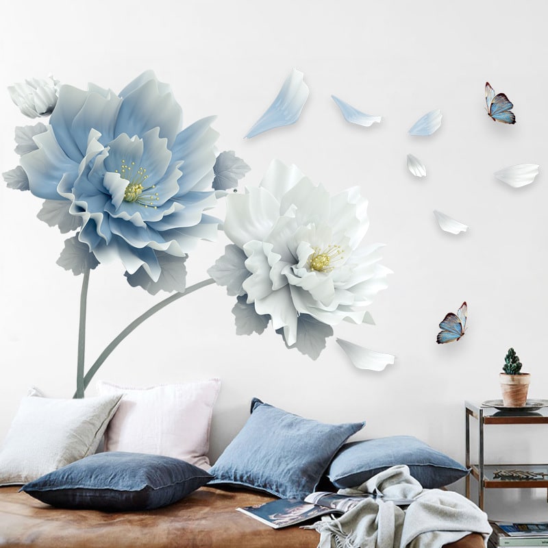 Custom Floral Wall Decal Stickers with Peel and Stick Peony Flower Design And Wallpaper