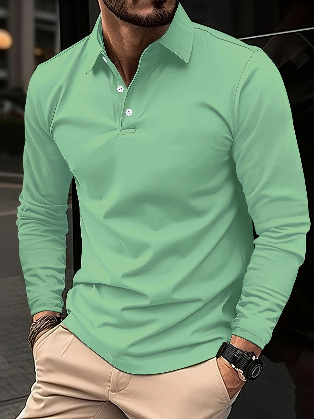 Herren Polo mit langen Ärmeln