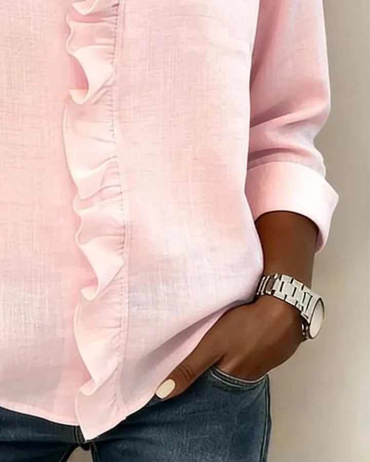 Damen Edle V-Ausschnitt Bluse