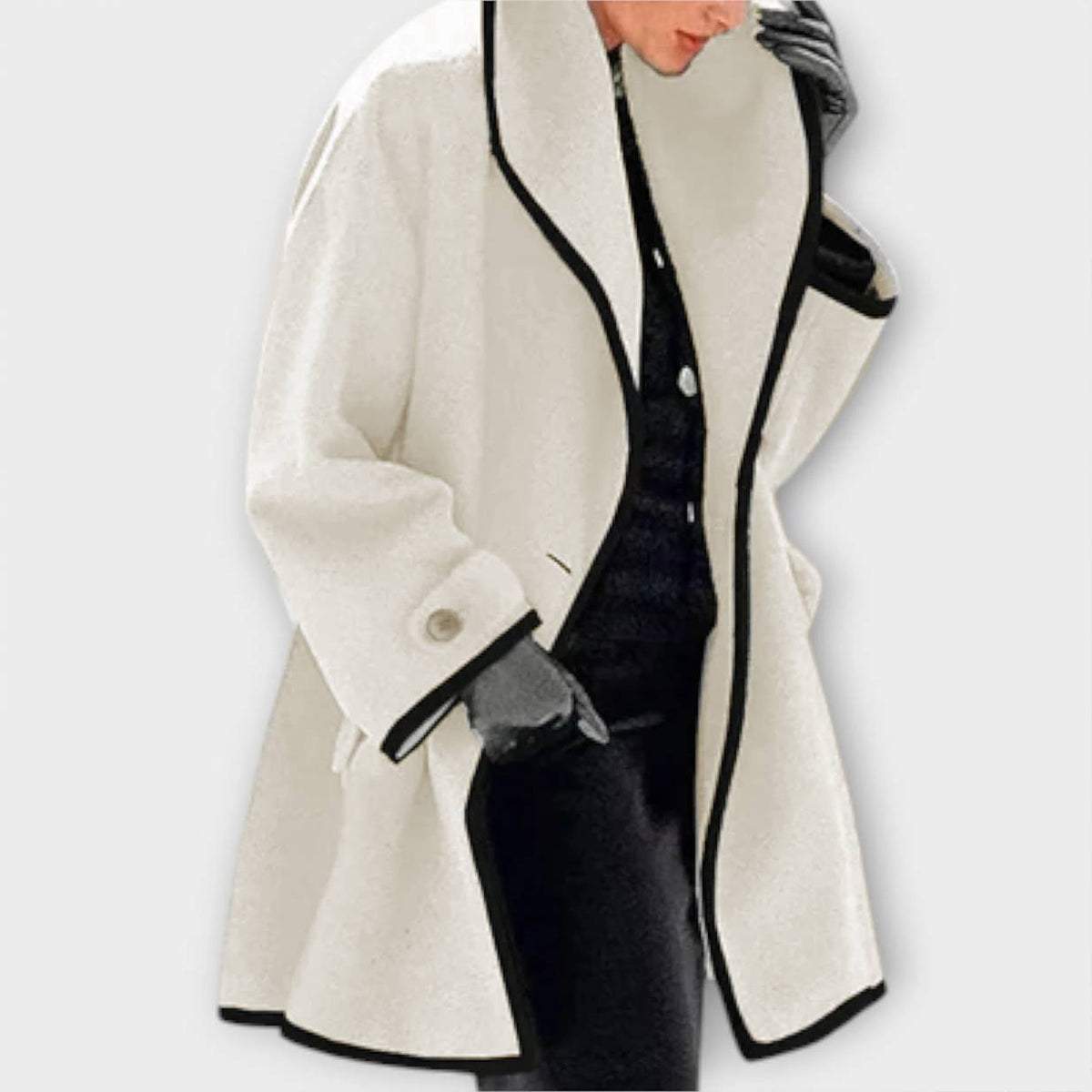 Damen Eleganter Trenchcoat mit Kontrastbesatz
