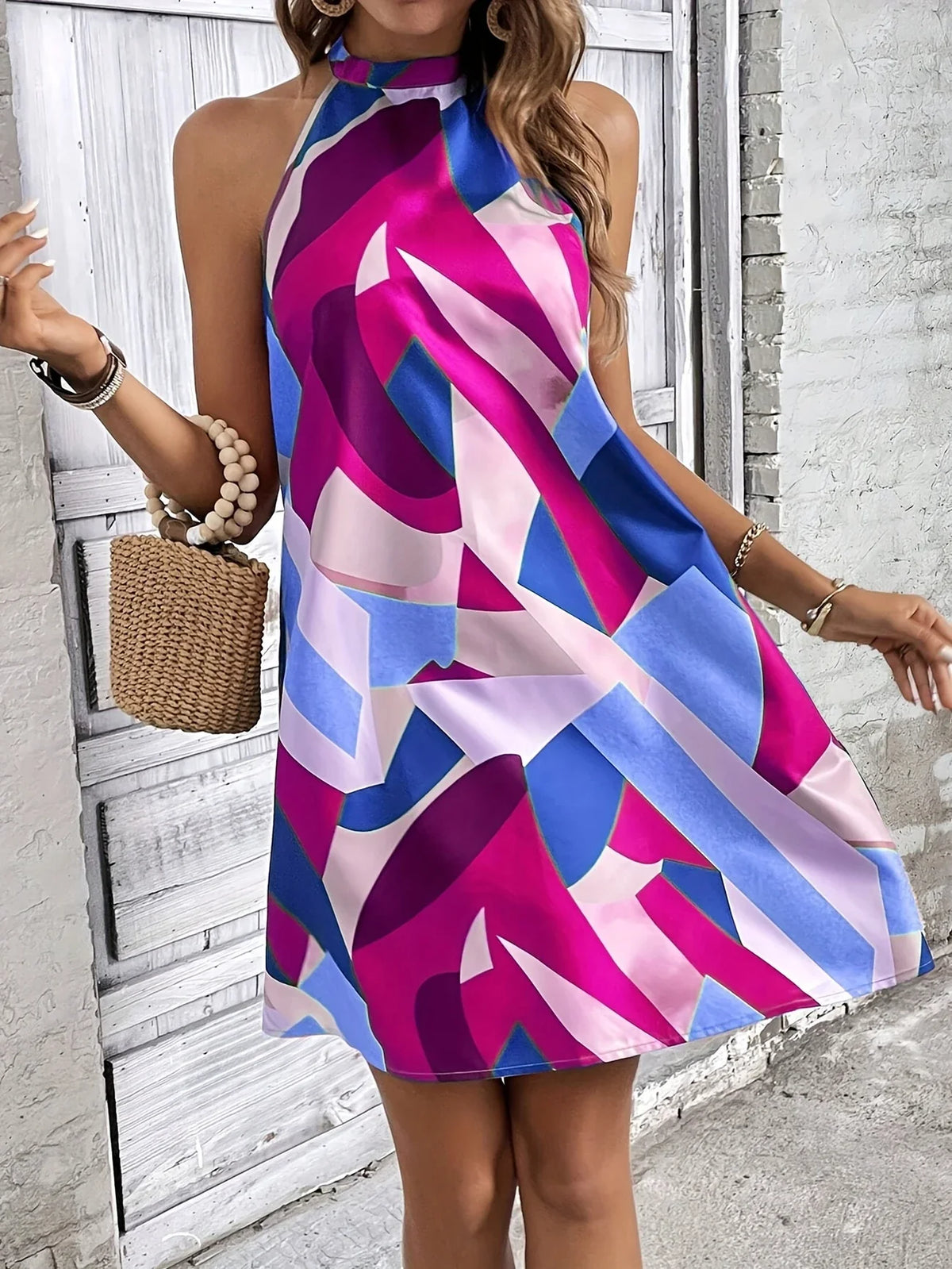 Elegantes ärmelloses Trägerkleid - Colour Block Sommerkleid für Frauen
