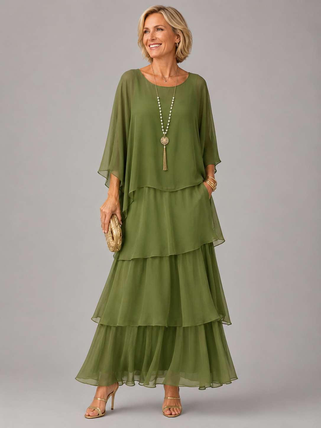 Damen Elegantes Fließendes Maxikleid